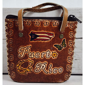 Puerto Rico, Carry Handle, Top Zip Coin/Change Purse, 3.5"x2"x4", Colombia Made